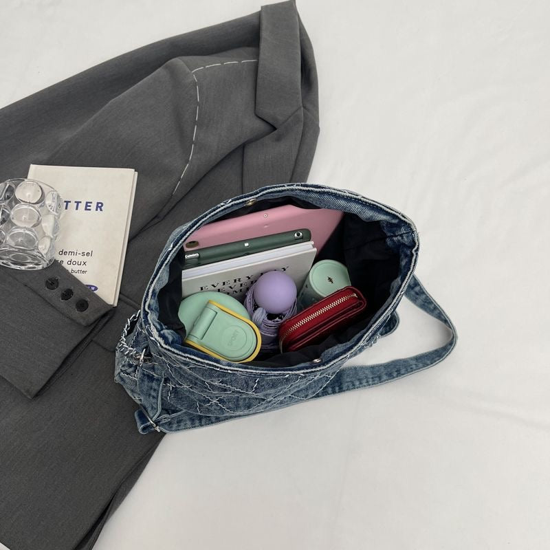 Denim Bi-fold Shoulder Bag
