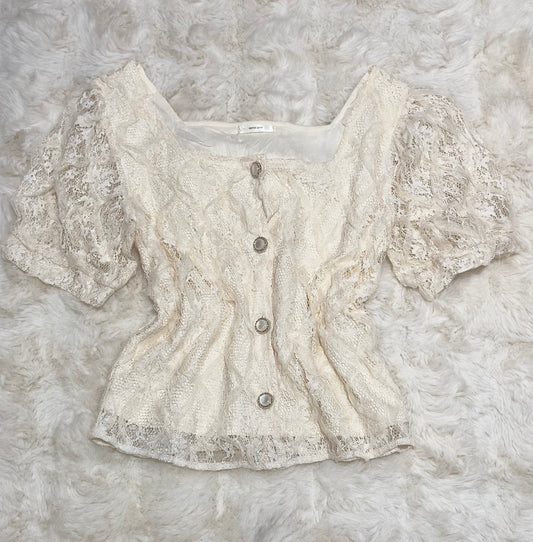 Apres Jour Button Front Lace Top