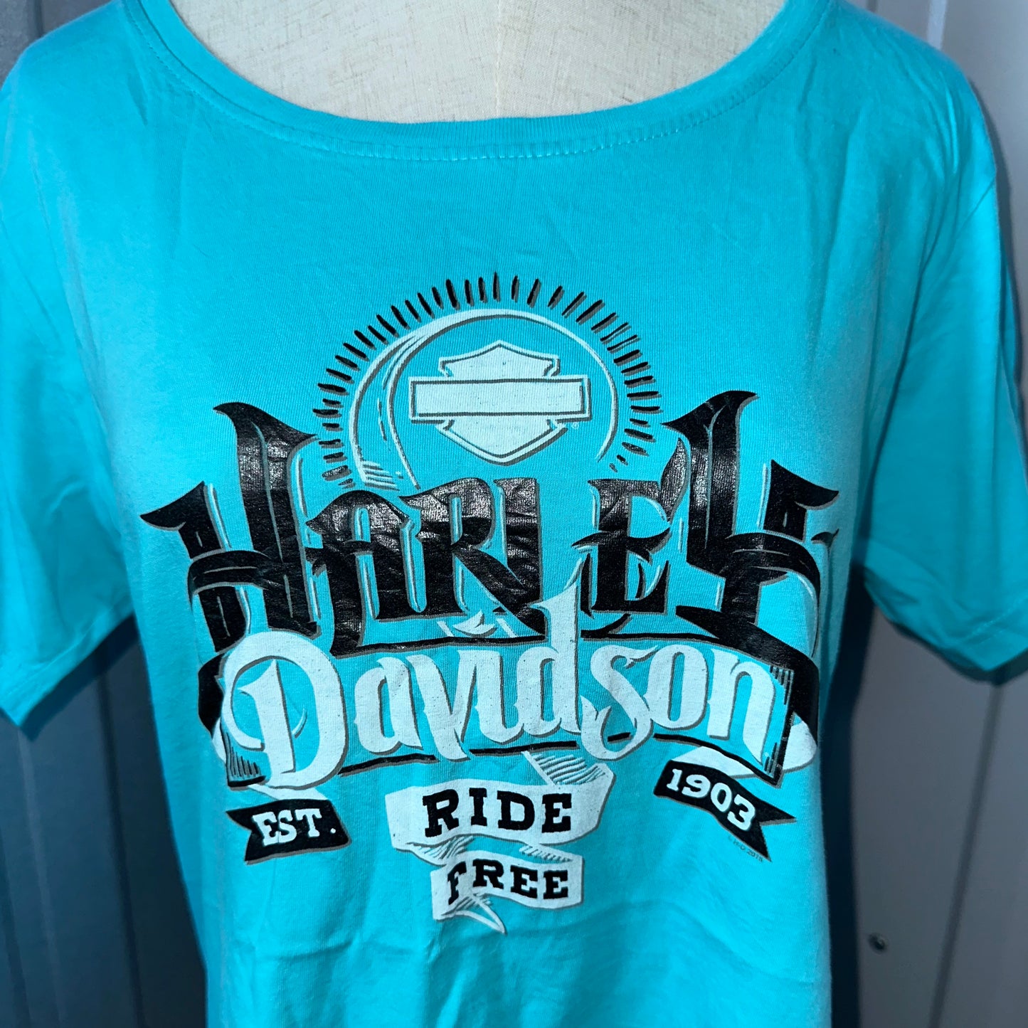 Harley Davidson Blue Graphic Top