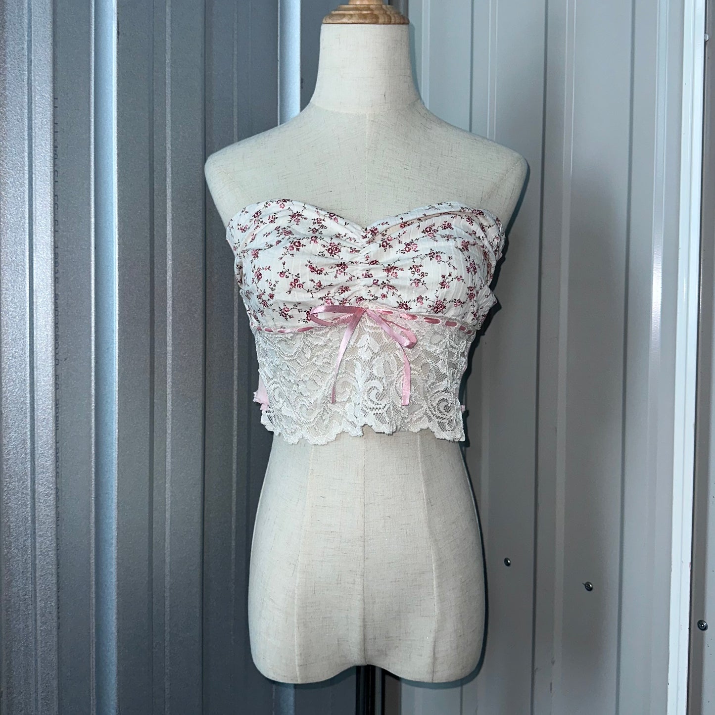 Reworked Pink Floral Tube Top