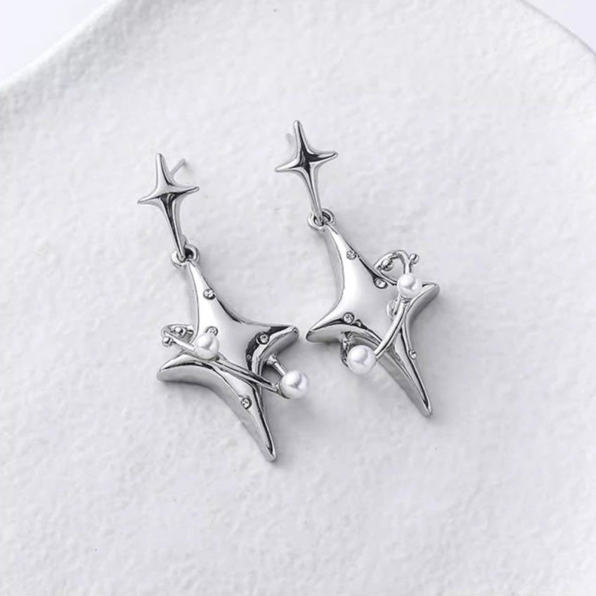 Star Earrings with Pearl Embellishments