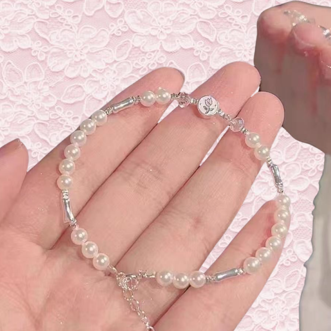 925 Silver Tulip Pearl Bracelet