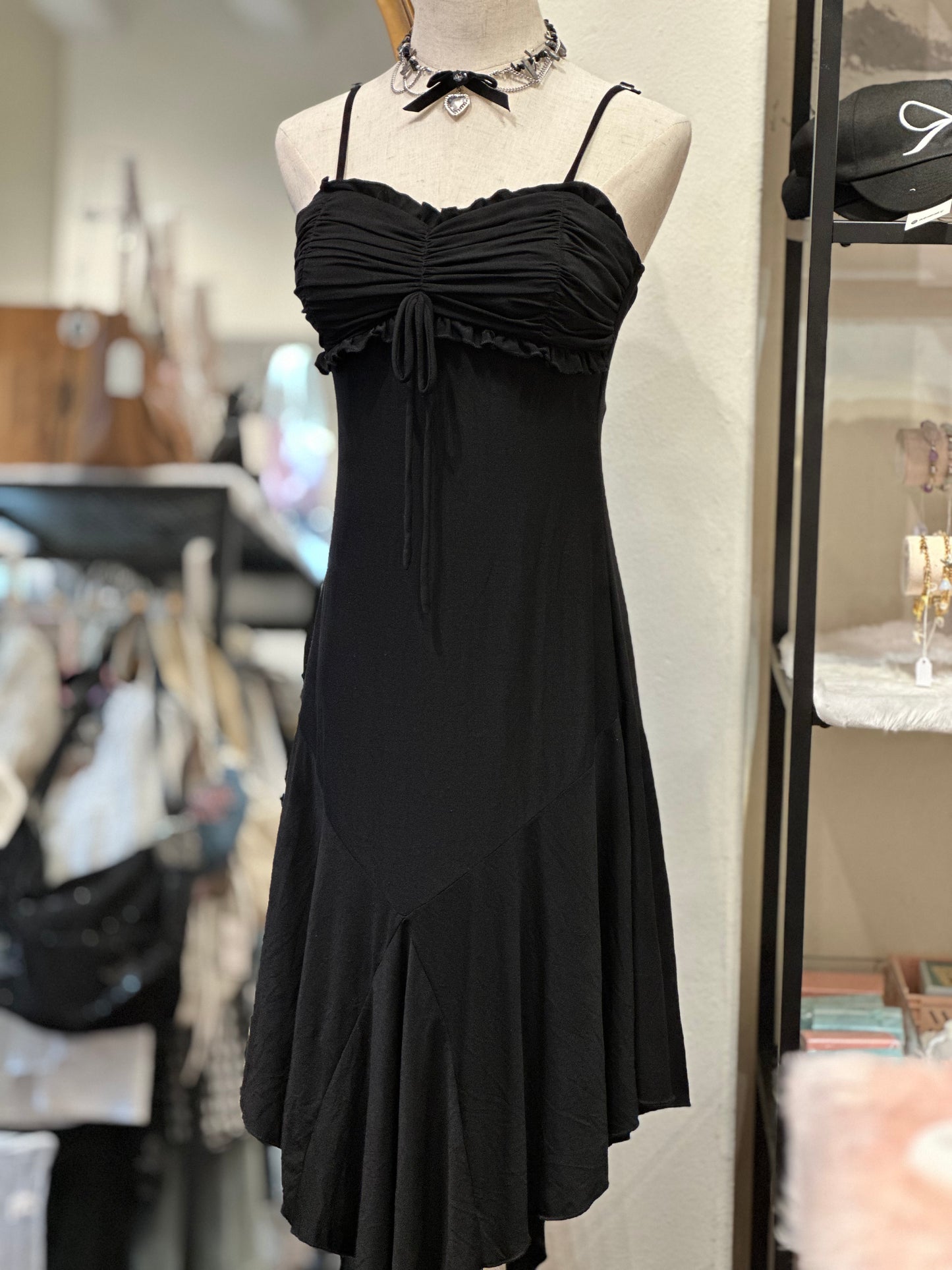 Ruffles Layered Black Dress