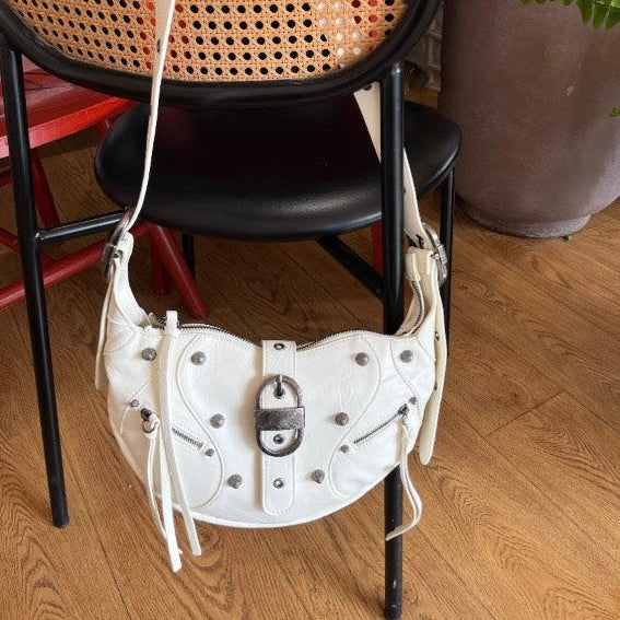 Pressed Studs Crossbody Bag White