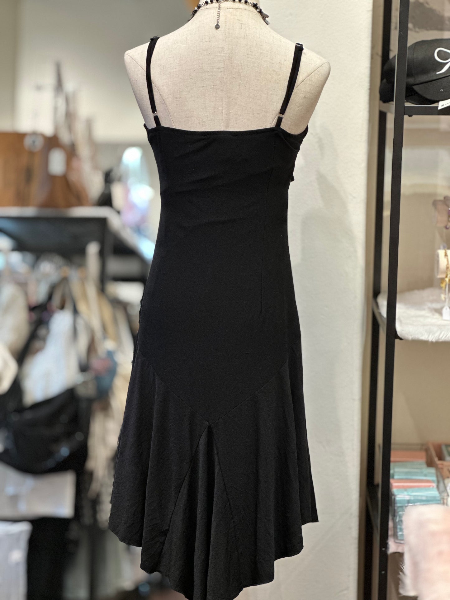 Ruffles Layered Black Dress