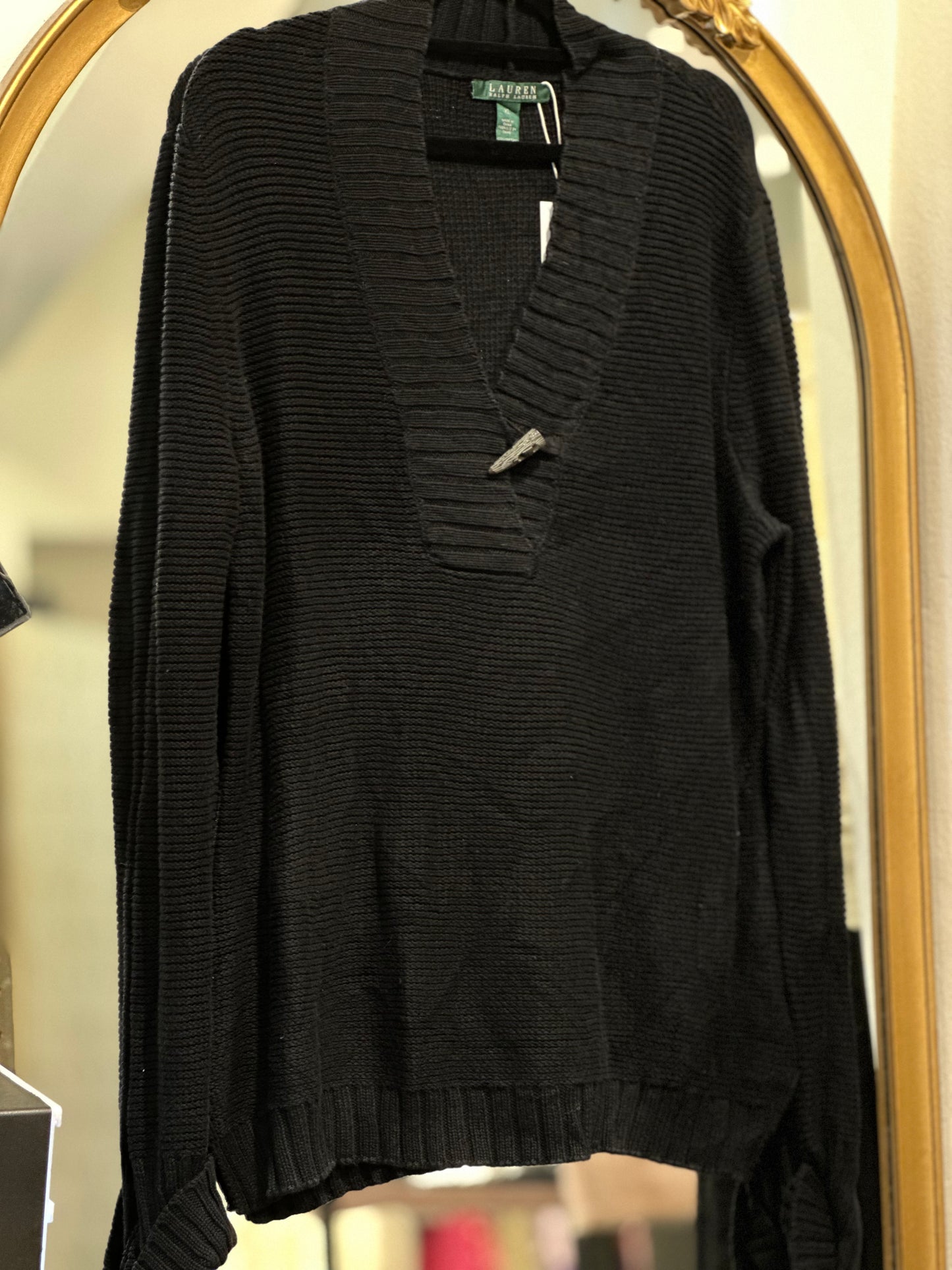 RL Black V-Neck Sweater