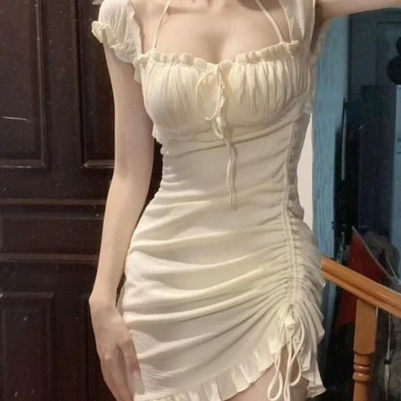 Cream Ruffled Dress