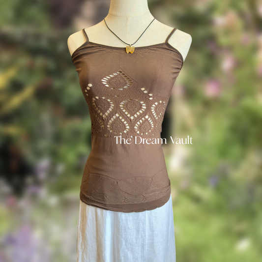 Fairycore Brown Bodycon Top