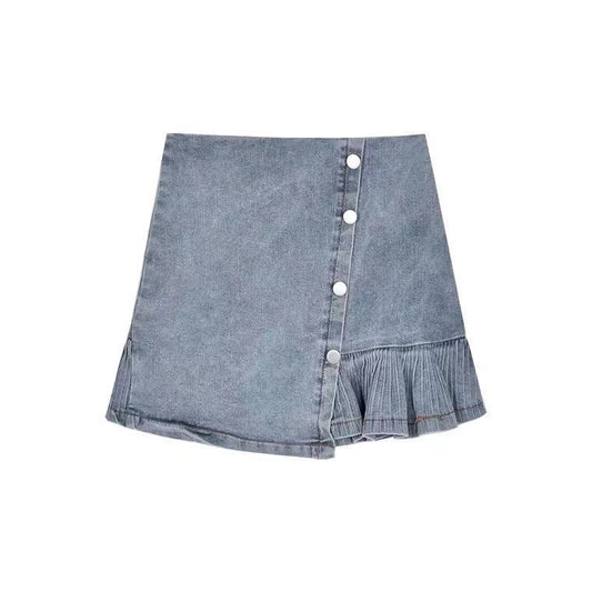 Denim Pleated Skorts